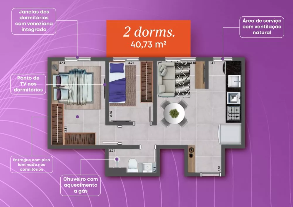 Apartamento, 2 quartos, 36 m² - Foto 12
