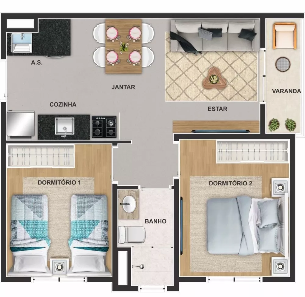 Apartamento, 2 quartos, 37 m² - Foto 3