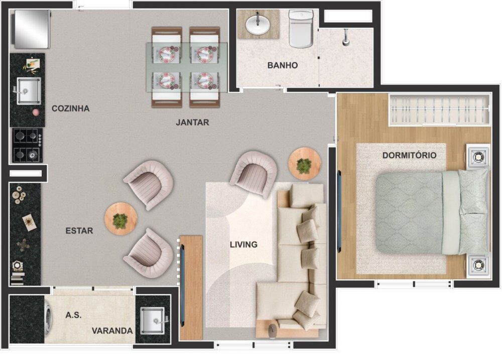 Apartamento, 2 quartos, 39 m² - Foto 3