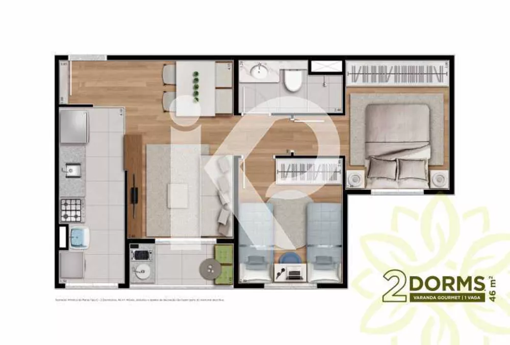 Apartamento à venda com 2 quartos, 49m² - Foto 3