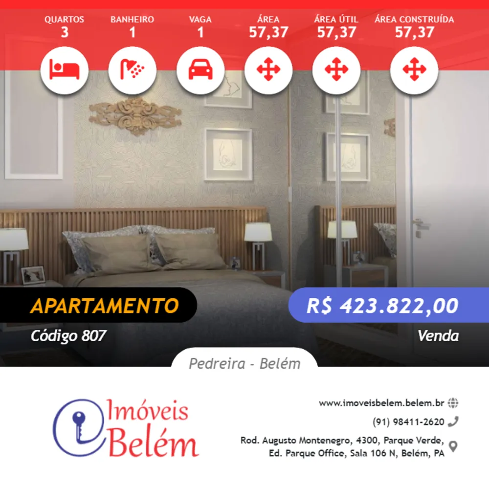 Apartamento, 3 quartos, 57 m² - Foto 1