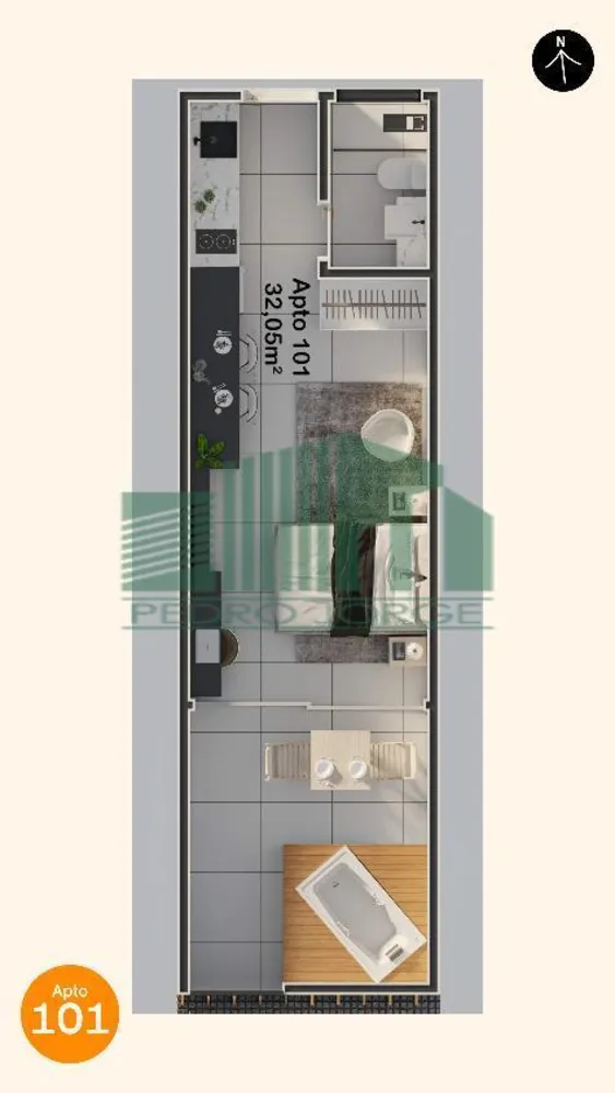 Flat/Apart Hotel, 1 quarto, 32 m² - Foto 12