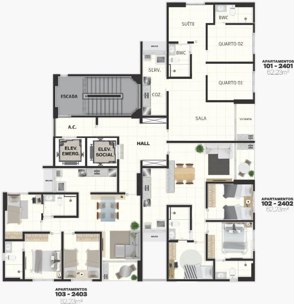 Apartamento, 3 quartos, 62 m² - Foto 11