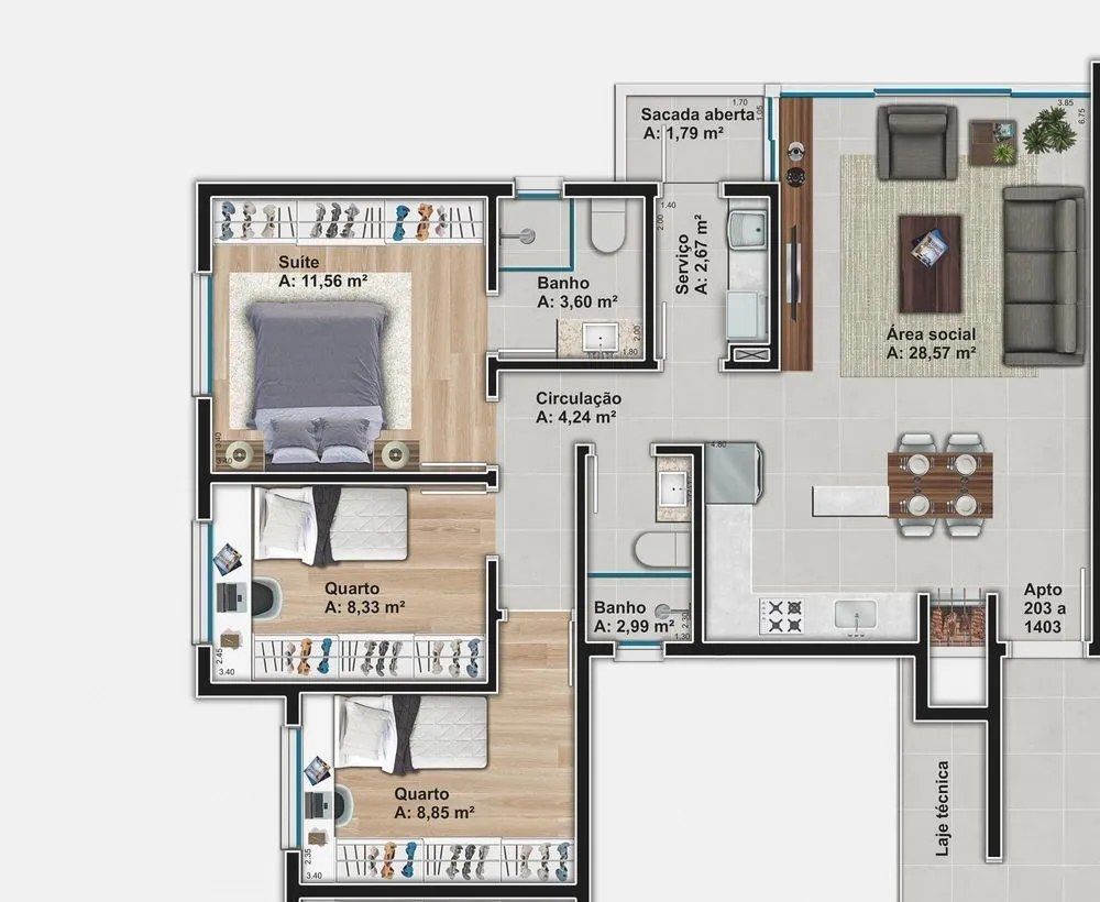 Apartamento, 3 quartos, 84 m² - Foto 2
