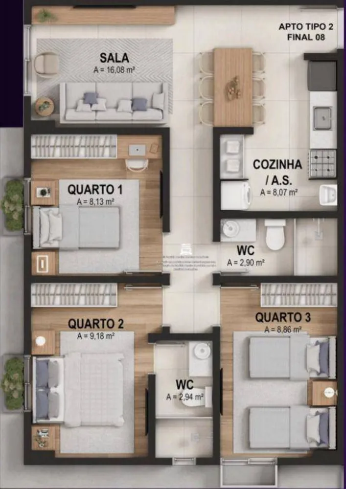 Apartamento, 3 quartos, 64 m² - Foto 8