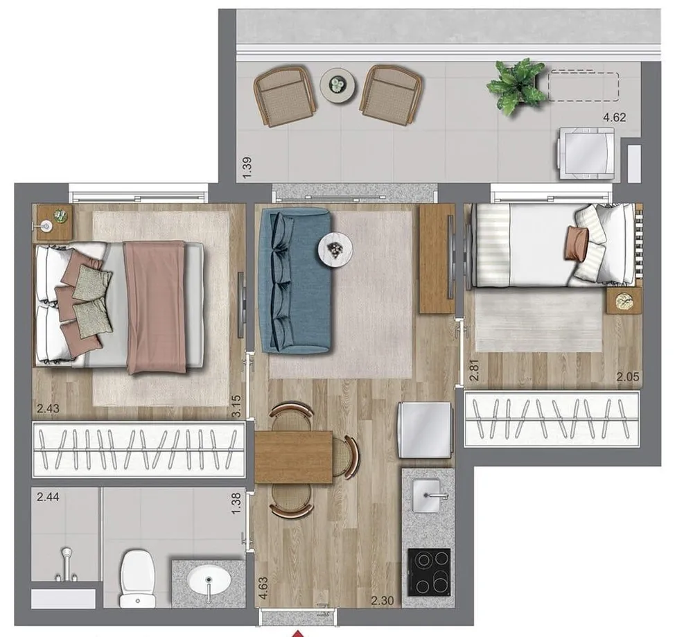Apartamento, 2 quartos, 56 m² - Foto 4