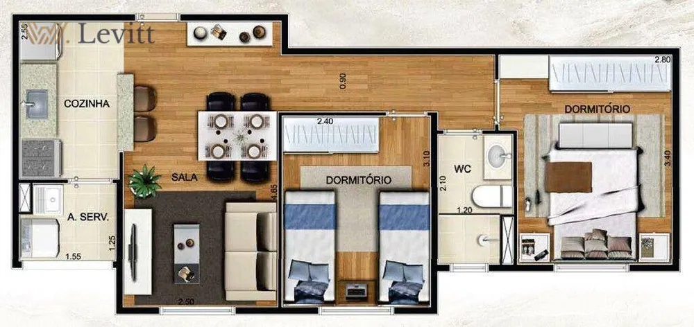 Apartamento, 3 quartos, 64 m² - Foto 4