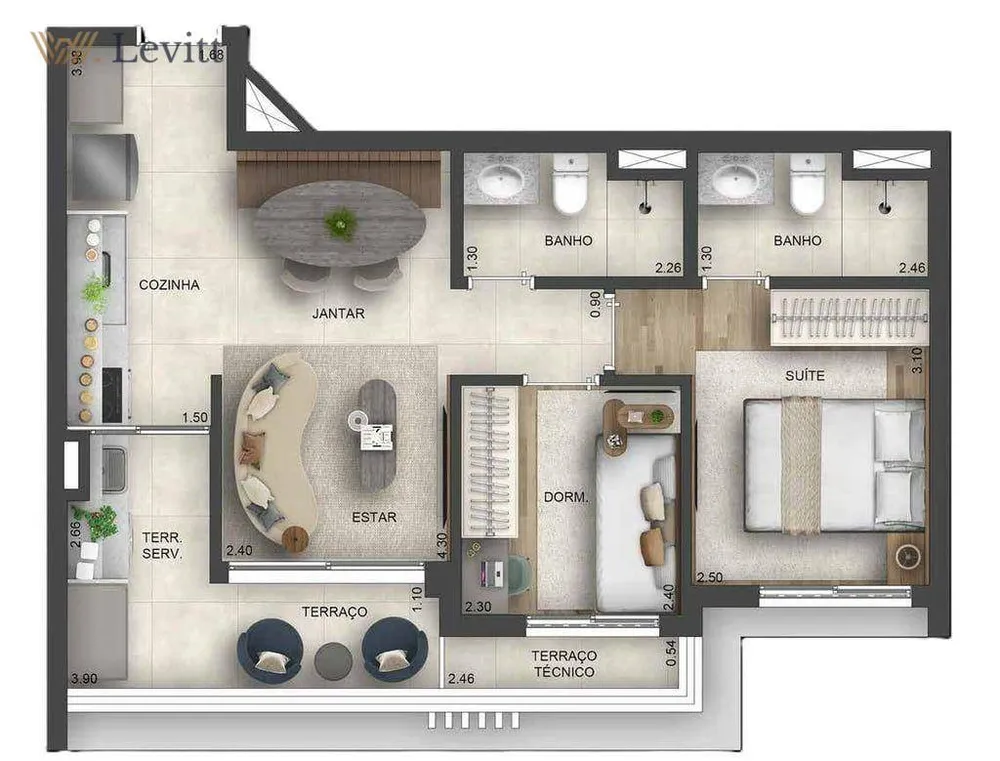 Apartamento, 2 quartos, 55 m² - Foto 1