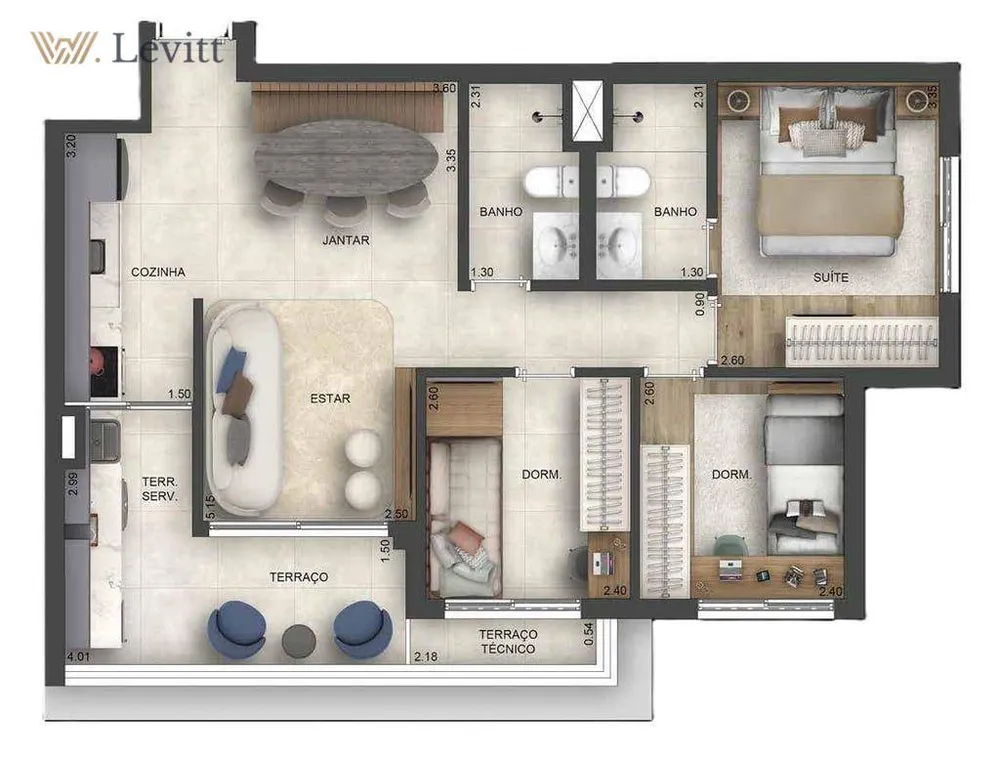 Apartamento, 2 quartos, 55 m² - Foto 2