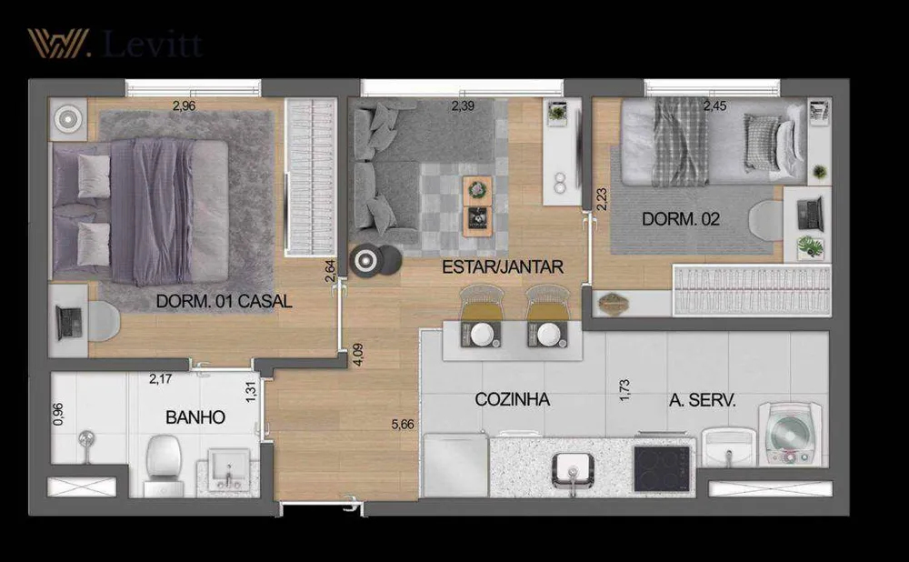 Apartamento, 2 quartos, 38 m² - Foto 8