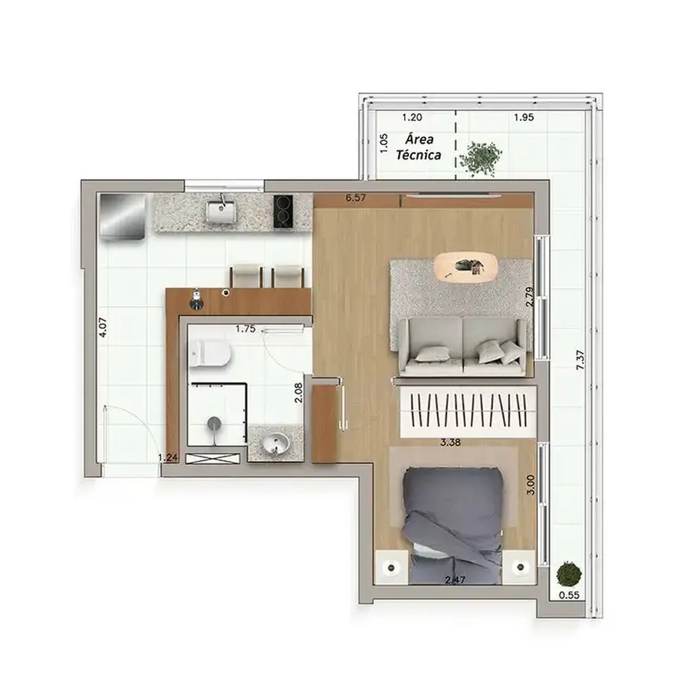 Apartamento, 1 quarto, 34 m² - Foto 3