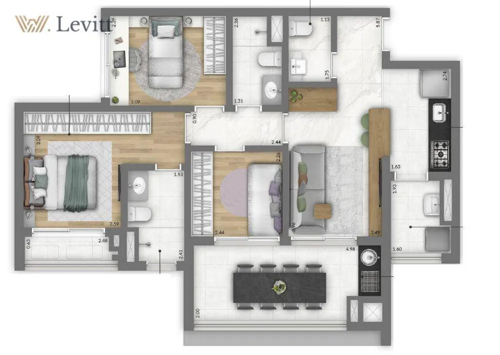 Apartamento, 3 quartos, 91 m² - Foto 2