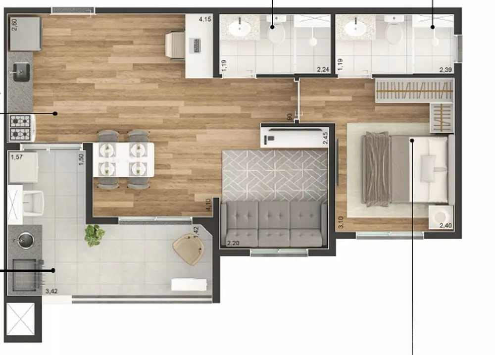 Apartamento, 2 quartos, 37 m² - Foto 7