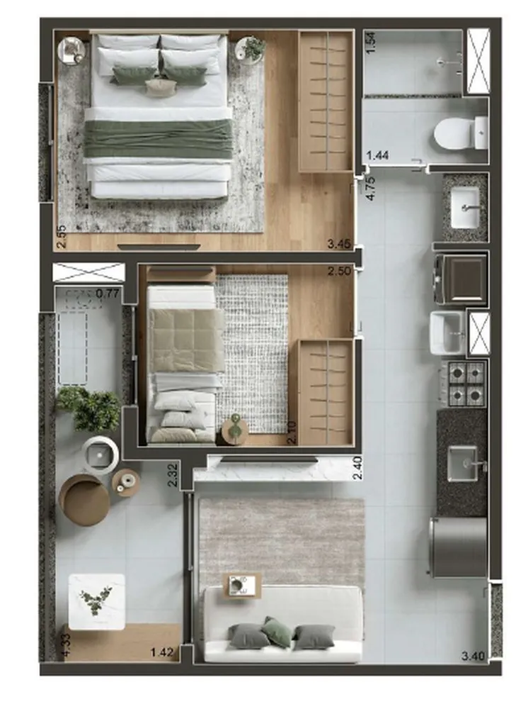 Apartamento, 2 quartos, 40 m² - Foto 6