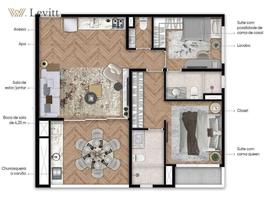 Apartamento, 1 quarto, 48 m² - Foto 3