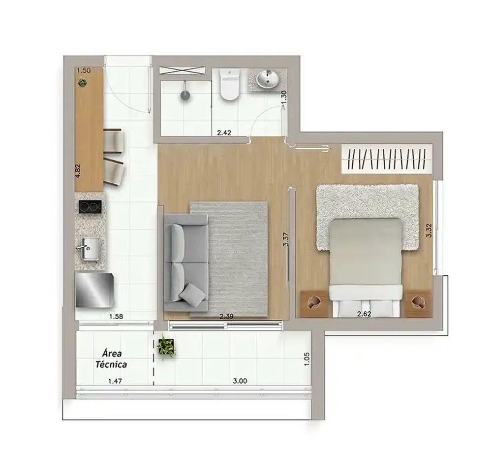 Apartamento, 1 quarto, 36 m² - Foto 2