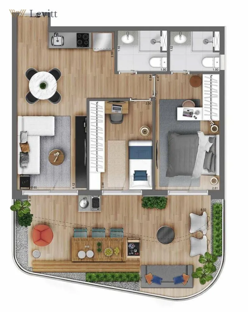 Apartamento, 1 quarto, 43 m² - Foto 1