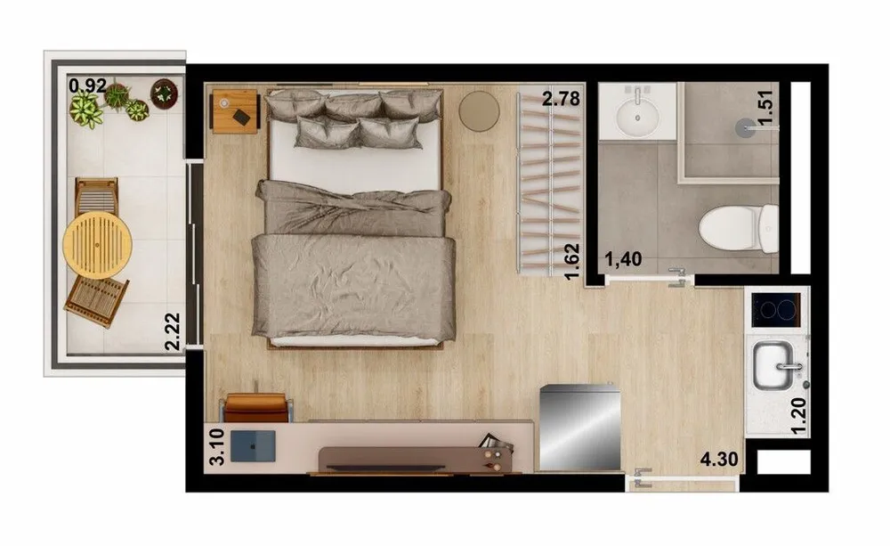 Apartamento, 1 quarto, 25 m² - Foto 3
