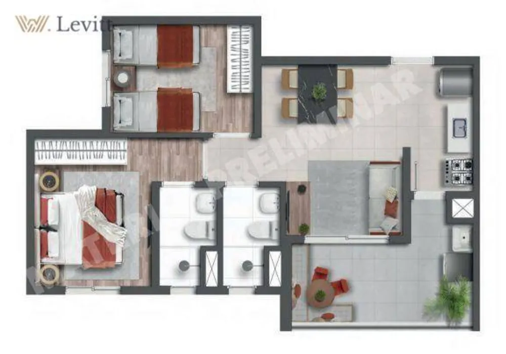 Apartamento, 2 quartos, 47 m² - Foto 3