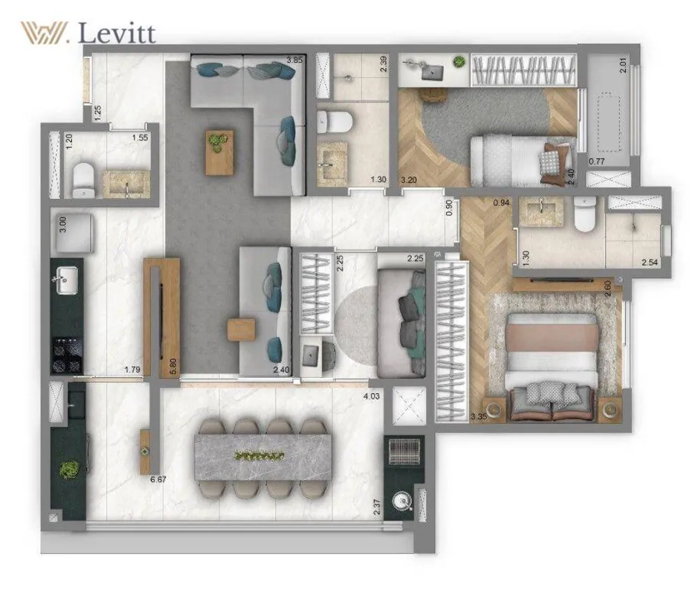 Apartamento, 2 quartos, 69 m² - Foto 1