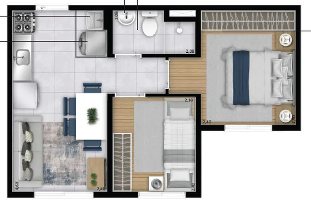 Apartamento, 2 quartos, 32 m² - Foto 2