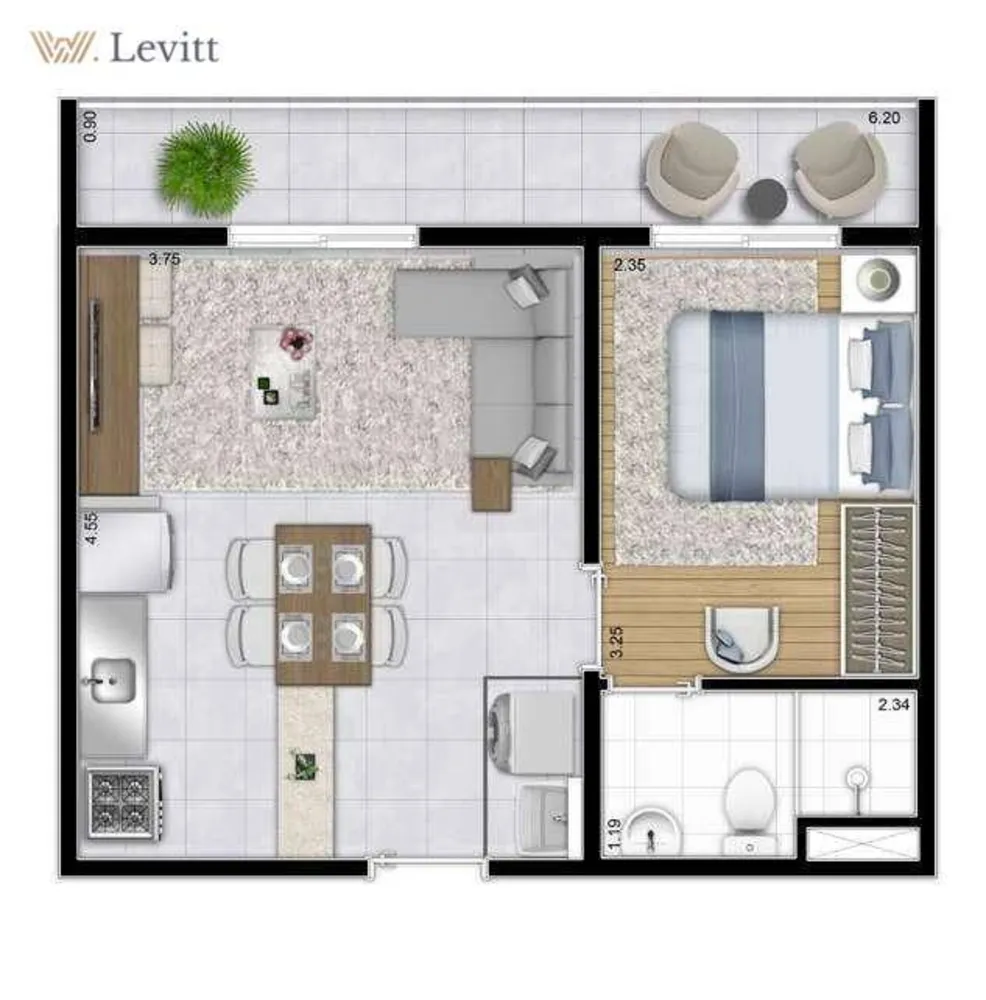 Apartamento, 1 quarto, 28 m² - Foto 1