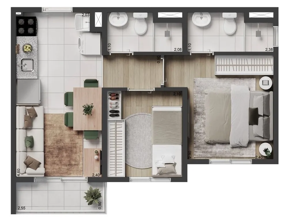 Apartamento, 2 quartos, 34 m² - Foto 3