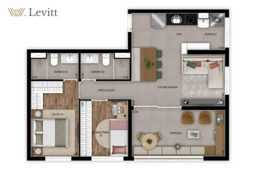 Apartamento, 2 quartos, 67 m² - Foto 1