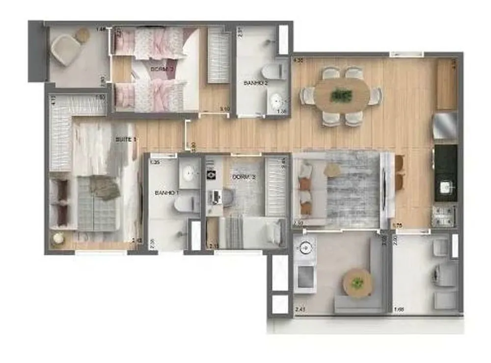 Apartamento, 2 quartos, 61 m² - Foto 1