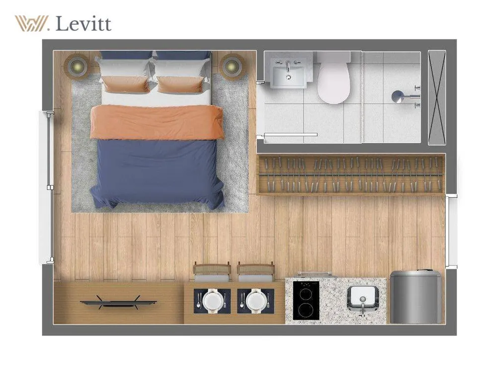 Apartamento, 1 quarto, 16 m² - Foto 2