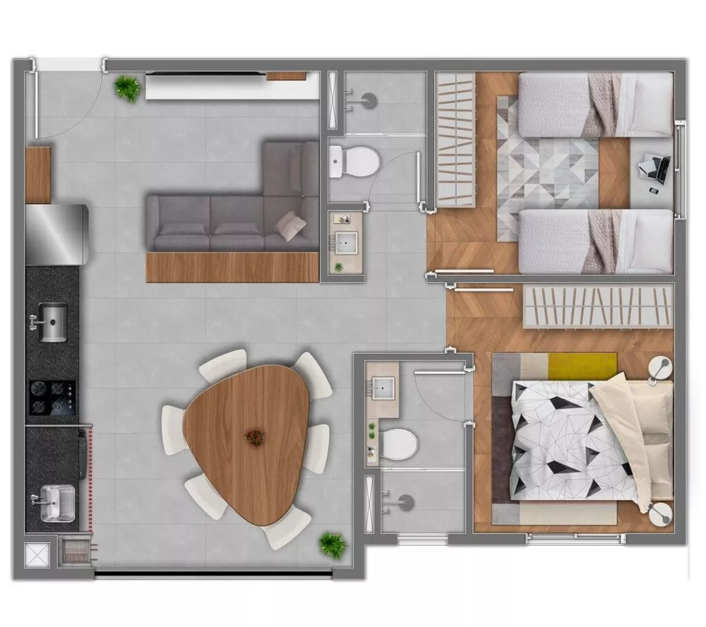 Apartamento à venda com 3 quartos, 60m² - Foto 2