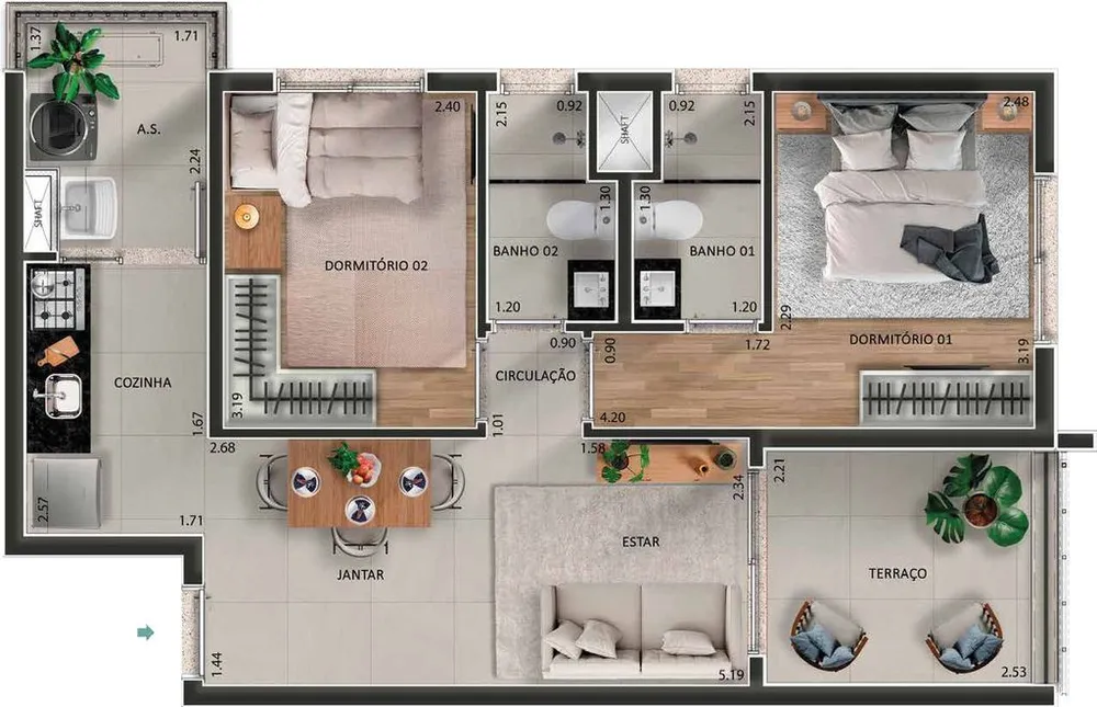 Apartamento, 2 quartos, 58 m² - Foto 7
