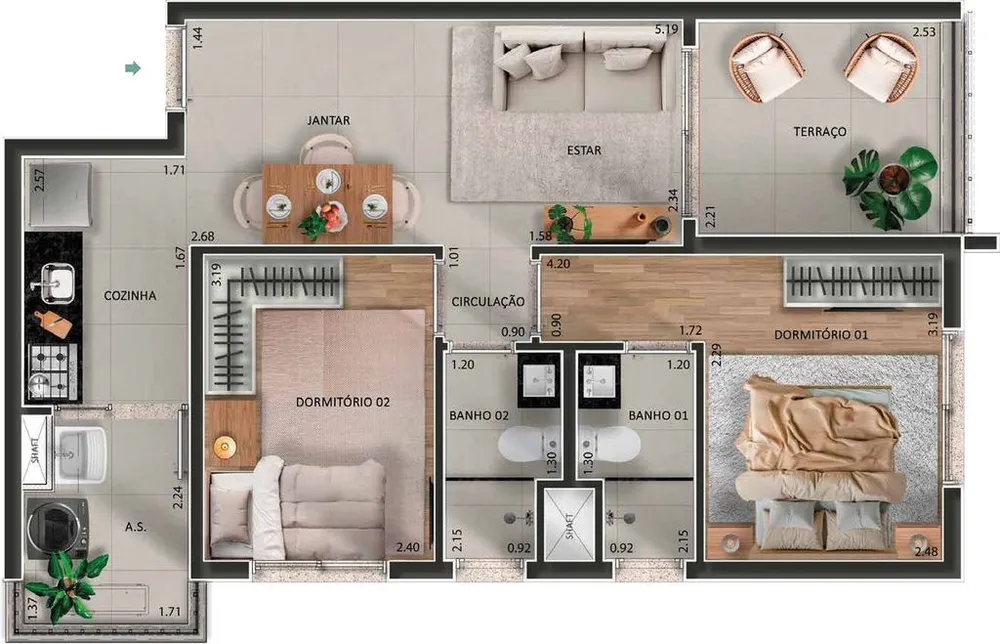 Apartamento, 2 quartos, 58 m² - Foto 6