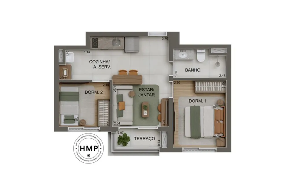 Apartamento, 2 quartos, 44 m² - Foto 12