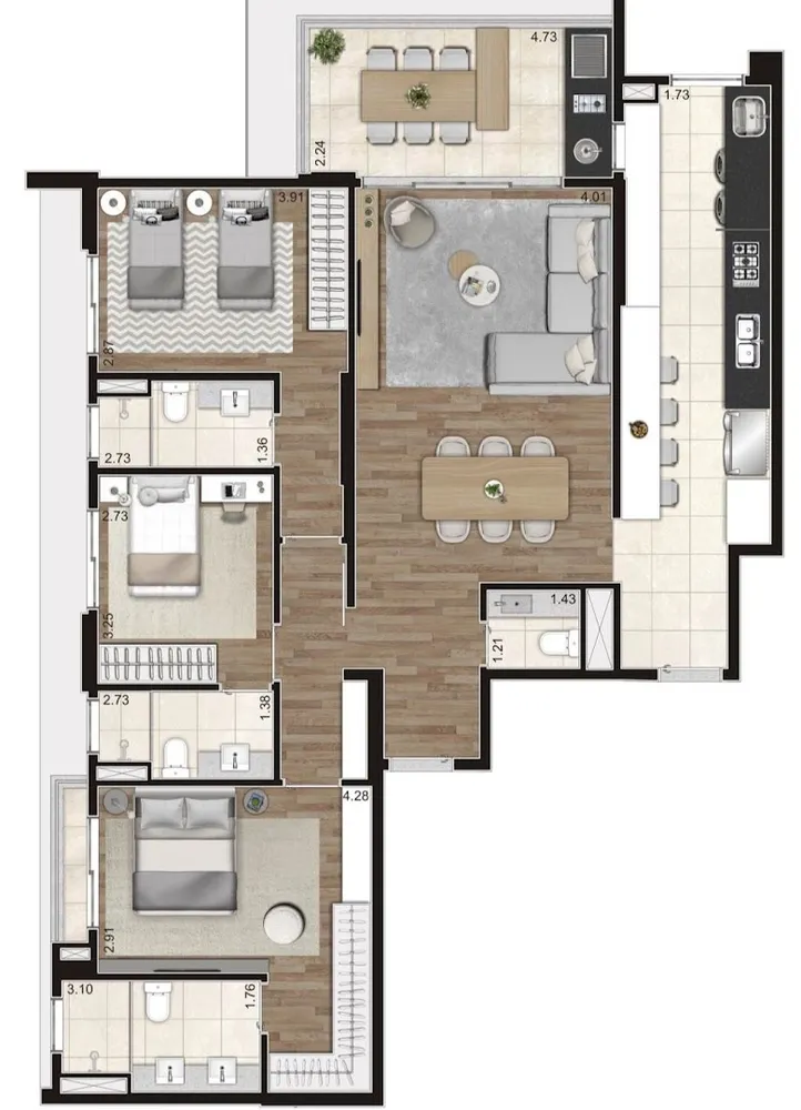 Apartamento, 3 quartos, 179 m² - Foto 4