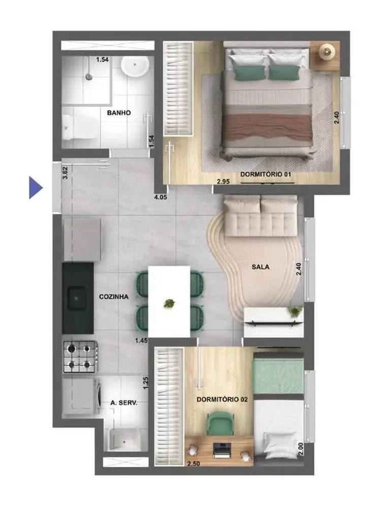 Apartamento, 2 quartos, 32 m² - Foto 1