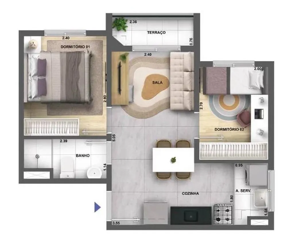 Apartamento, 2 quartos, 32 m² - Foto 3