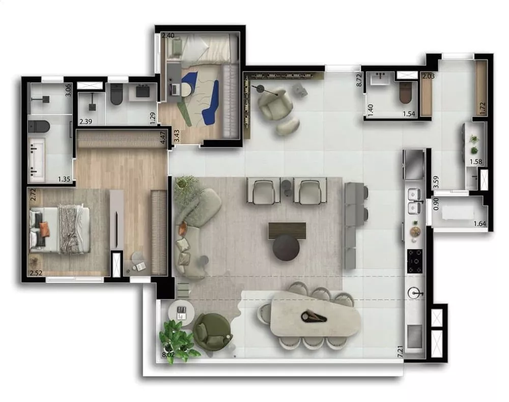 Apartamento à venda com 3 quartos, 127m² - Foto 3