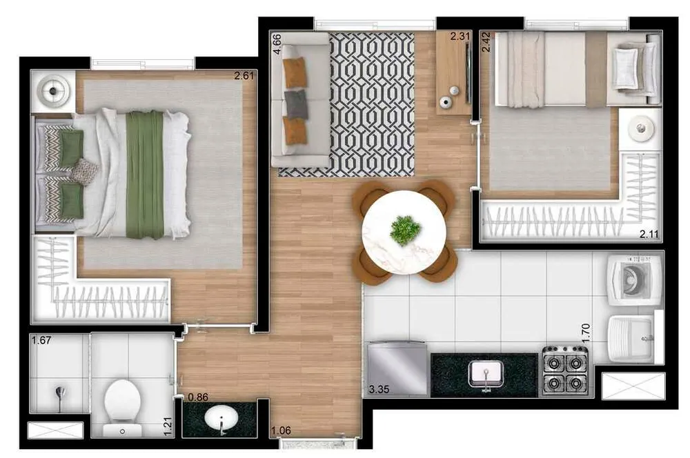 Apartamento, 2 quartos, 33 m² - Foto 2