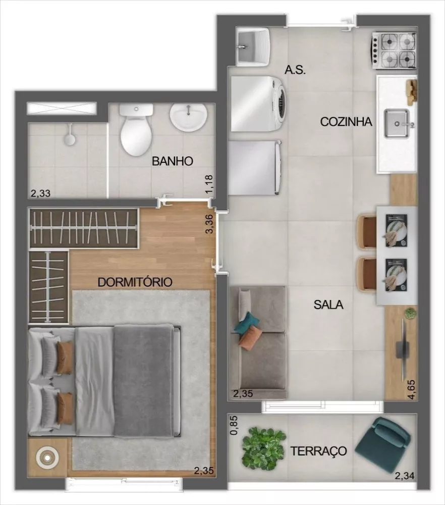 Apartamento à venda com 1 quarto, 27m² - Foto 1