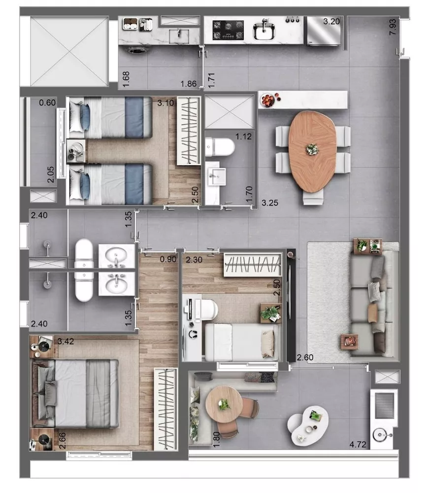 Apartamento à venda com 3 quartos, 164m² - Foto 4