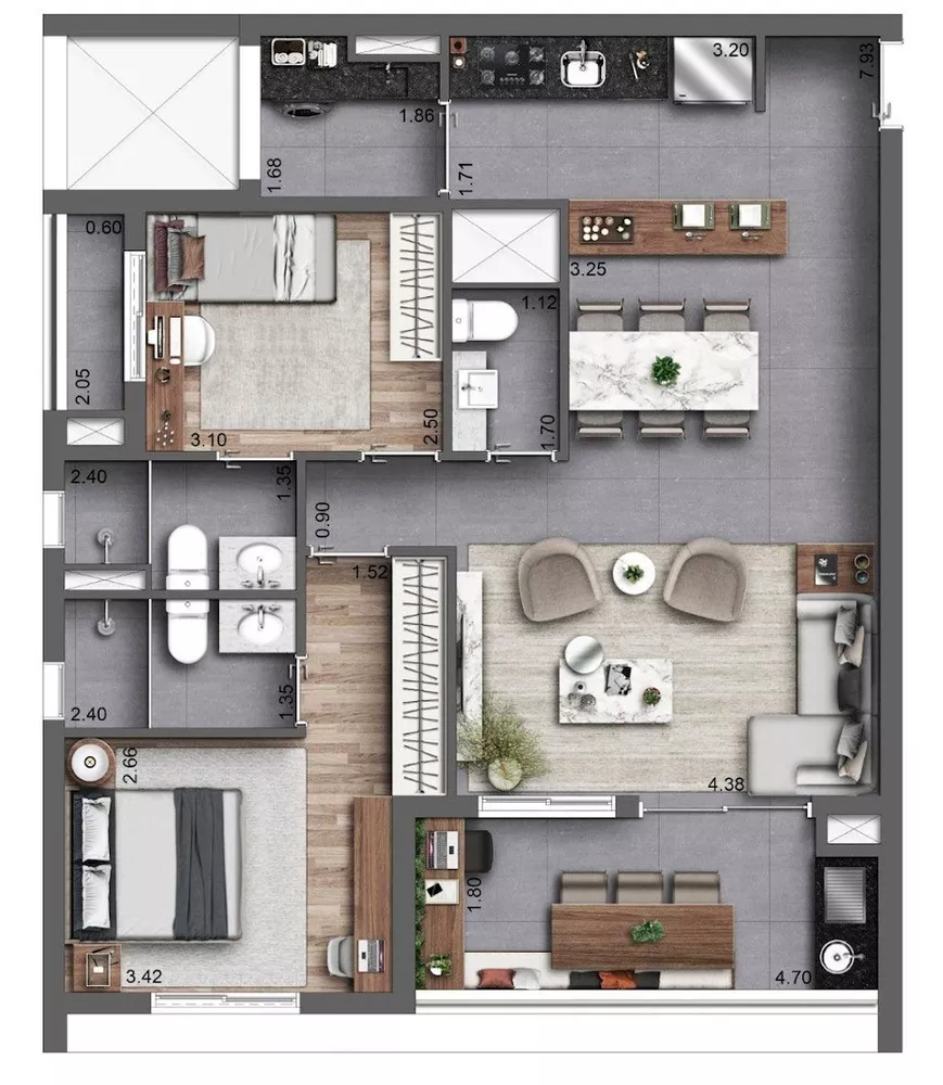 Apartamento à venda com 3 quartos, 164m² - Foto 2