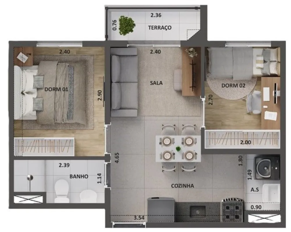 Apartamento, 2 quartos, 45 m² - Foto 7