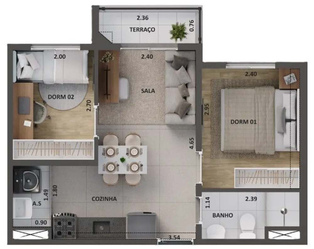 Apartamento, 2 quartos, 45 m² - Foto 1