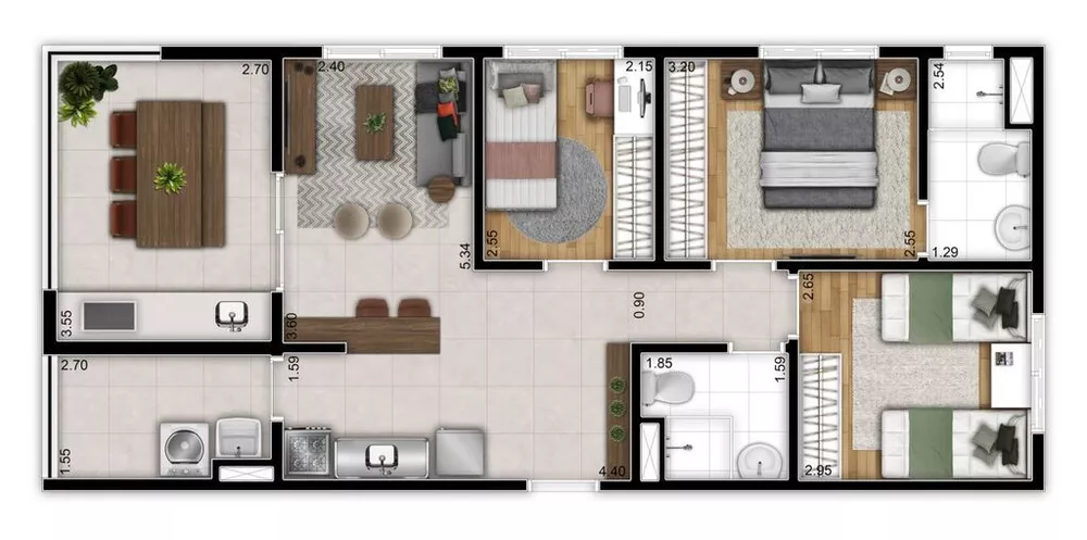 Apartamento à venda com 2 quartos, 38m² - Foto 3