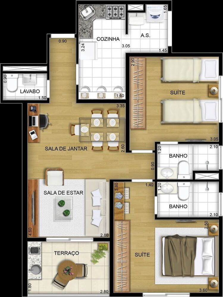 Apartamento, 2 quartos, 64 m² - Foto 1