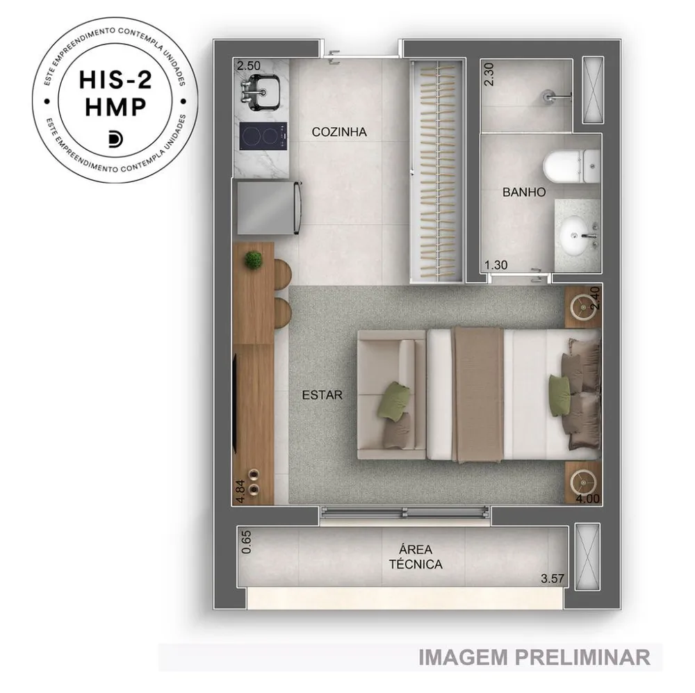 Kitnet-Studio, 27 m² - Foto 7
