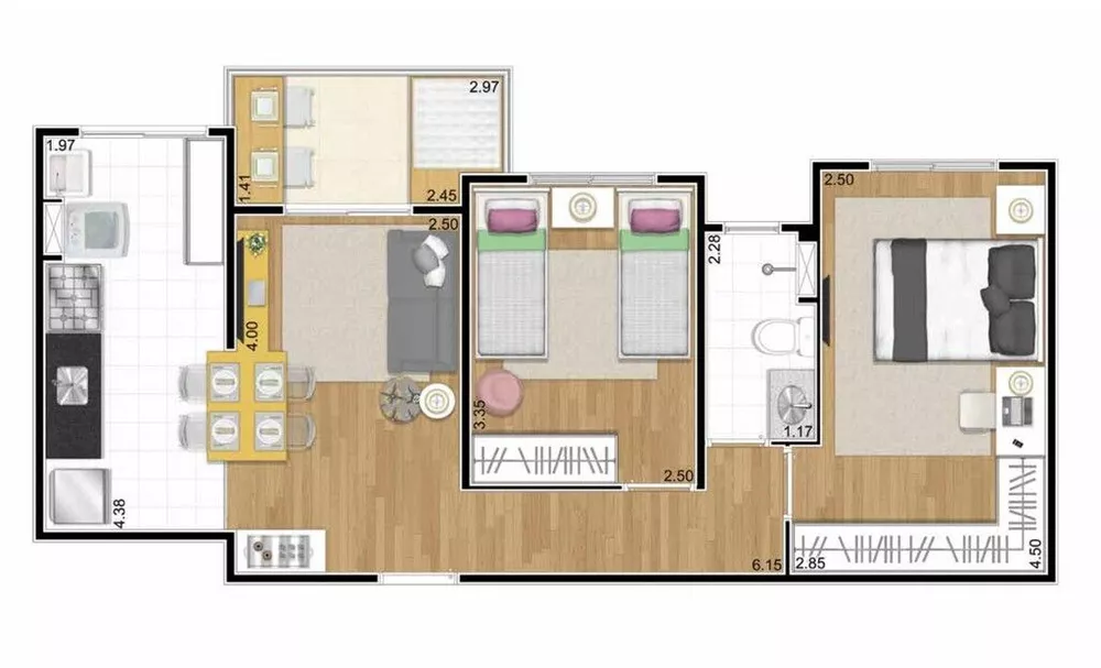 Apartamento à venda com 3 quartos, 62m² - Foto 2