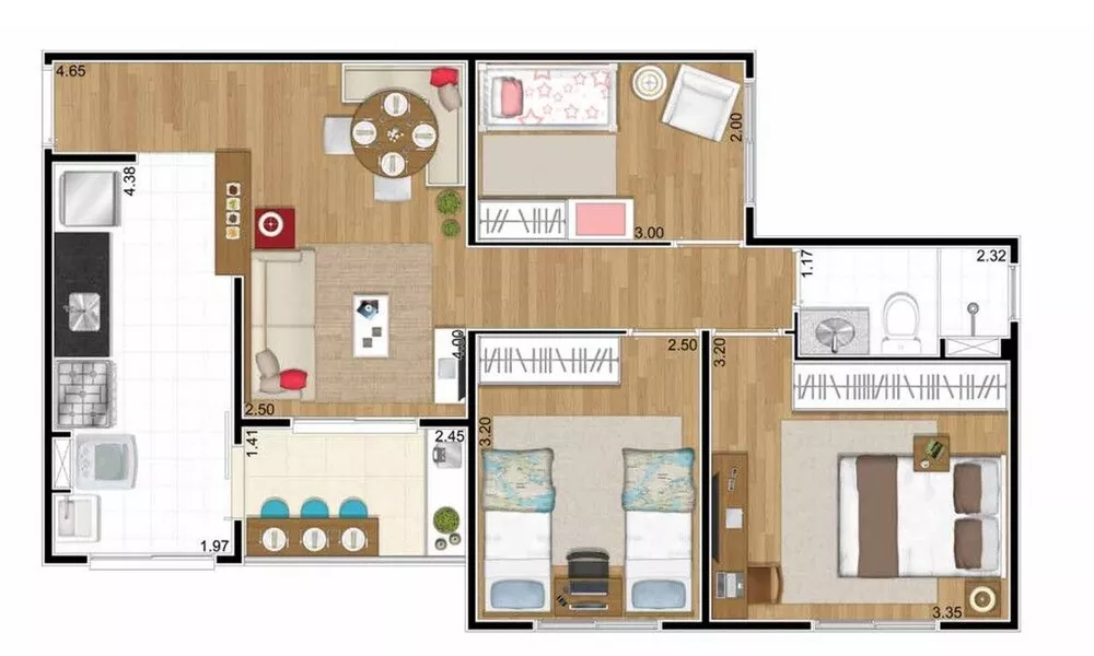 Apartamento à venda com 3 quartos, 62m² - Foto 3