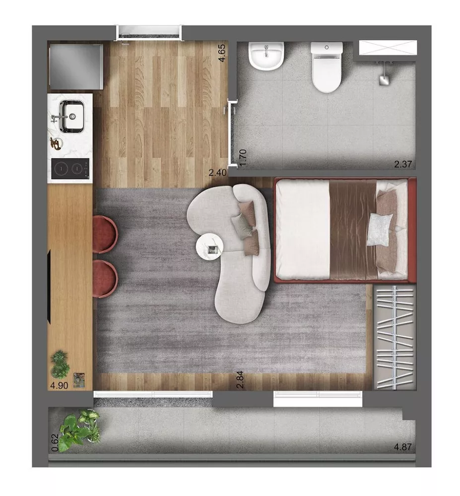 Apartamento, 1 quarto, 43 m² - Foto 2